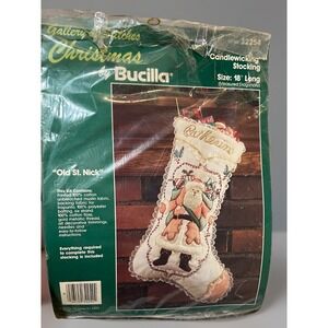 Bucilla 18" Candlewicking Old St Nick Christmas Holiday Stocking Kit  #32254 New